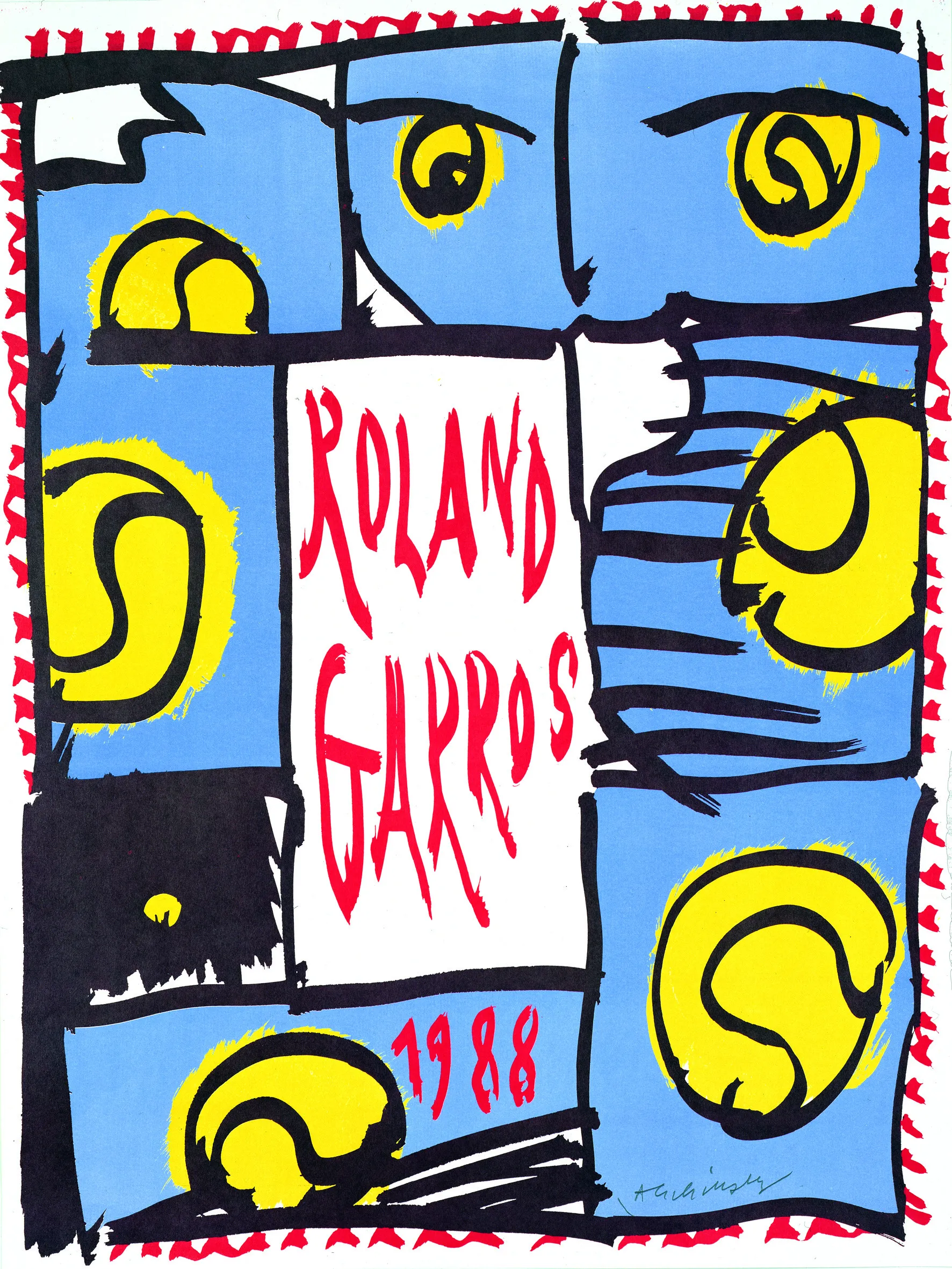 Roland-Garros 1988 poster by Pierre Alechinsky