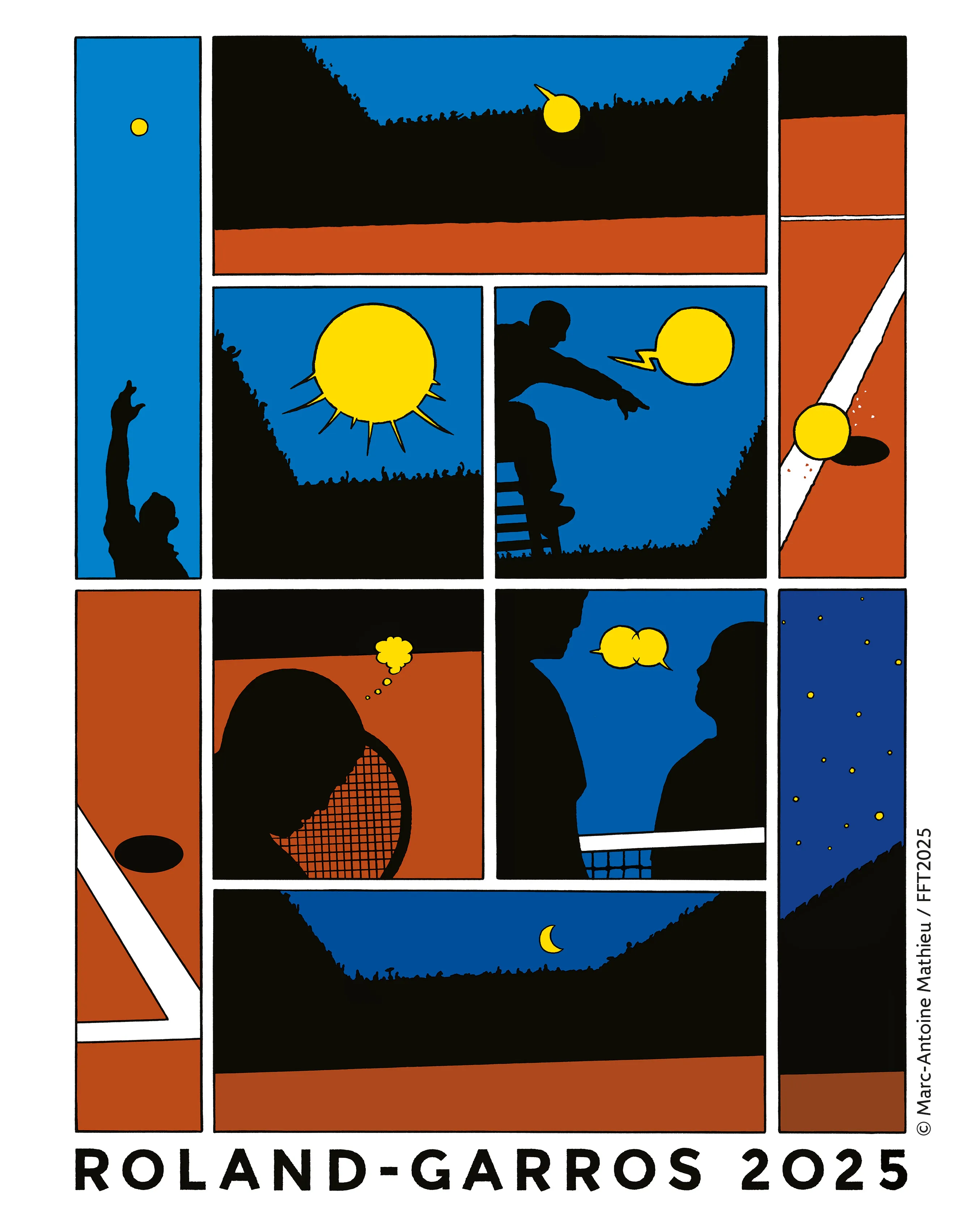 Roland-Garros 2025 poster by Marc-Antoine Mathieu